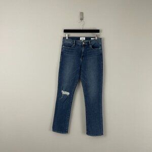 Frame Le High Straight Leg Distressed Jeans in Broadway Wash Size 32